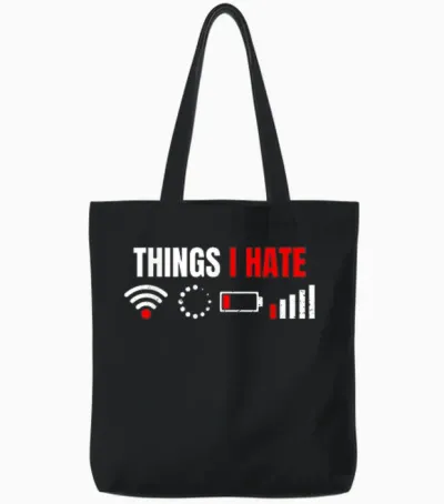 Computer Geek Gift: Things I Hate Hilarious Gamer Present T-Shirt Small Tote Bags - Black