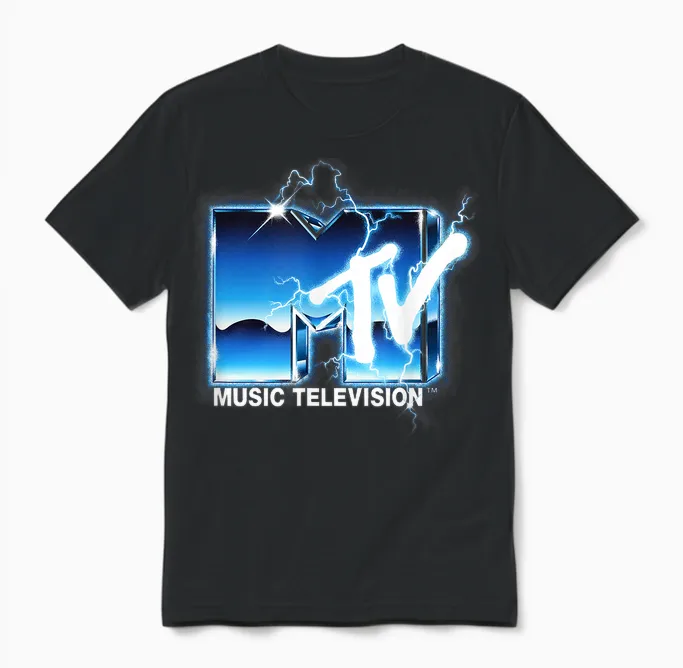 Mtv Logo Lightning Heavy Metal Hard Rock Music Electric Mtv Unisex T-Shirt in Black