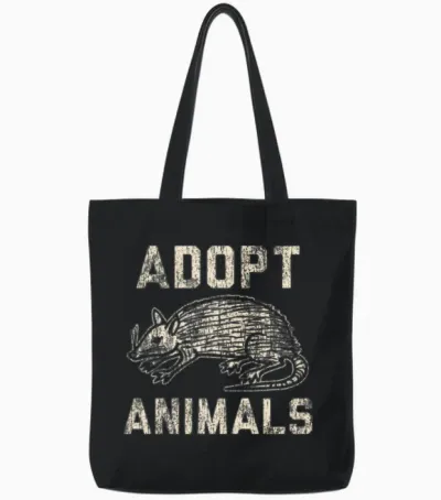Adopt Animals Funny Tote Bags - Black