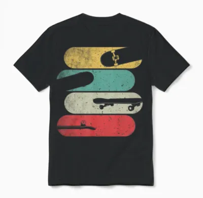 Retro Skateboard Unisex T-Shirt - Black