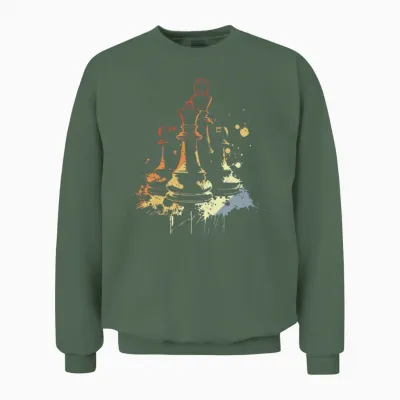 Chess Pieces Graffiti Unisex Sweatshirt - Military Green