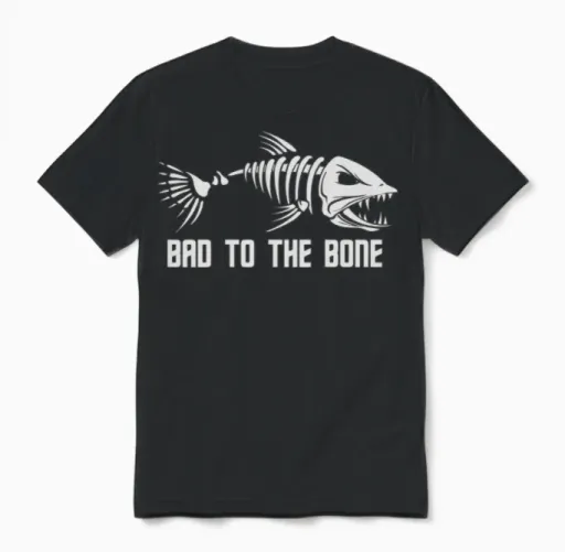 Bad to the Bone Fish Unisex T-Shirt in Black