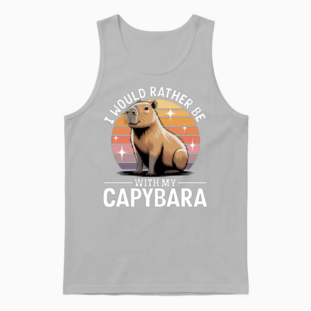 Funny Capybara Unisex Tank Top - Ash