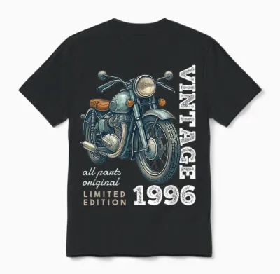 Vintage 1996 30 Years Vintage Motorcycle 30th Birthday Unisex T-Shirt - Black