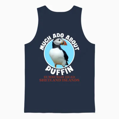 Sumburgh Head Shetland Islands Puffin Unisex Tank Top - Navy