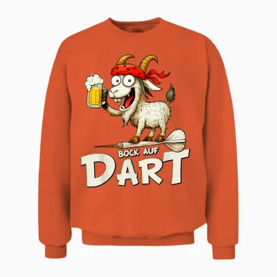 Bock Auf Dart Goat with Beer Mug Funny Dart Player T-Shirt, Black, S Unisex Sweatshirt - Orange