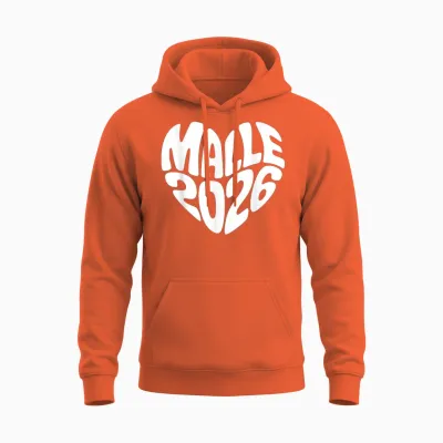 Malle 2026 Herz Form Mallorca Party Urlaub Herzform Feiern Unisex Hoodie - Orange
