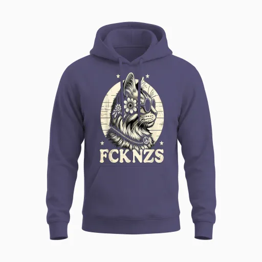 Fck Nzs Cute Cat T-Shirt, Black Unisex Hoodie - Heather Sport Dark Navy