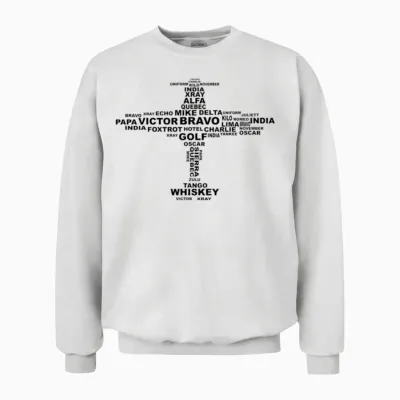 Full Phonetic Alphabet Plane Letters Unisex Sweatshirt - White