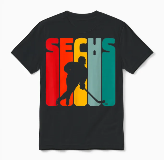Geburtstagsshirt 6 Jahre Eishockey 6. Geburtstag Jungen Unisex T-Shirt in Black