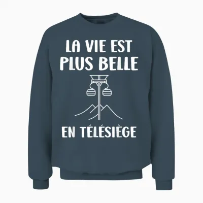 Montagne Ski Citation Humour Télésiège Unisex Sweatshirt - Dark Heather