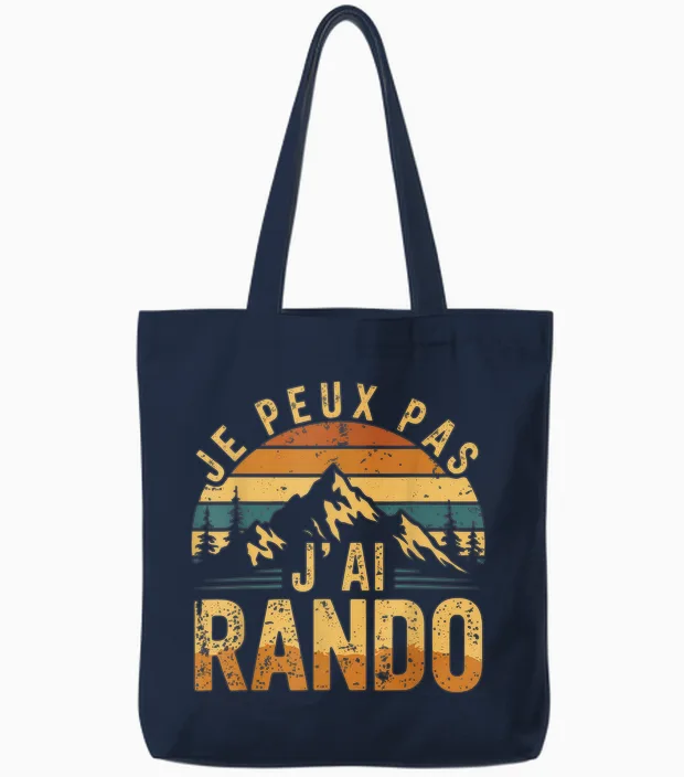 Hiking Mountain Hiker Humor Je Peux Pas J'ai Rando Tote Bags in Navy