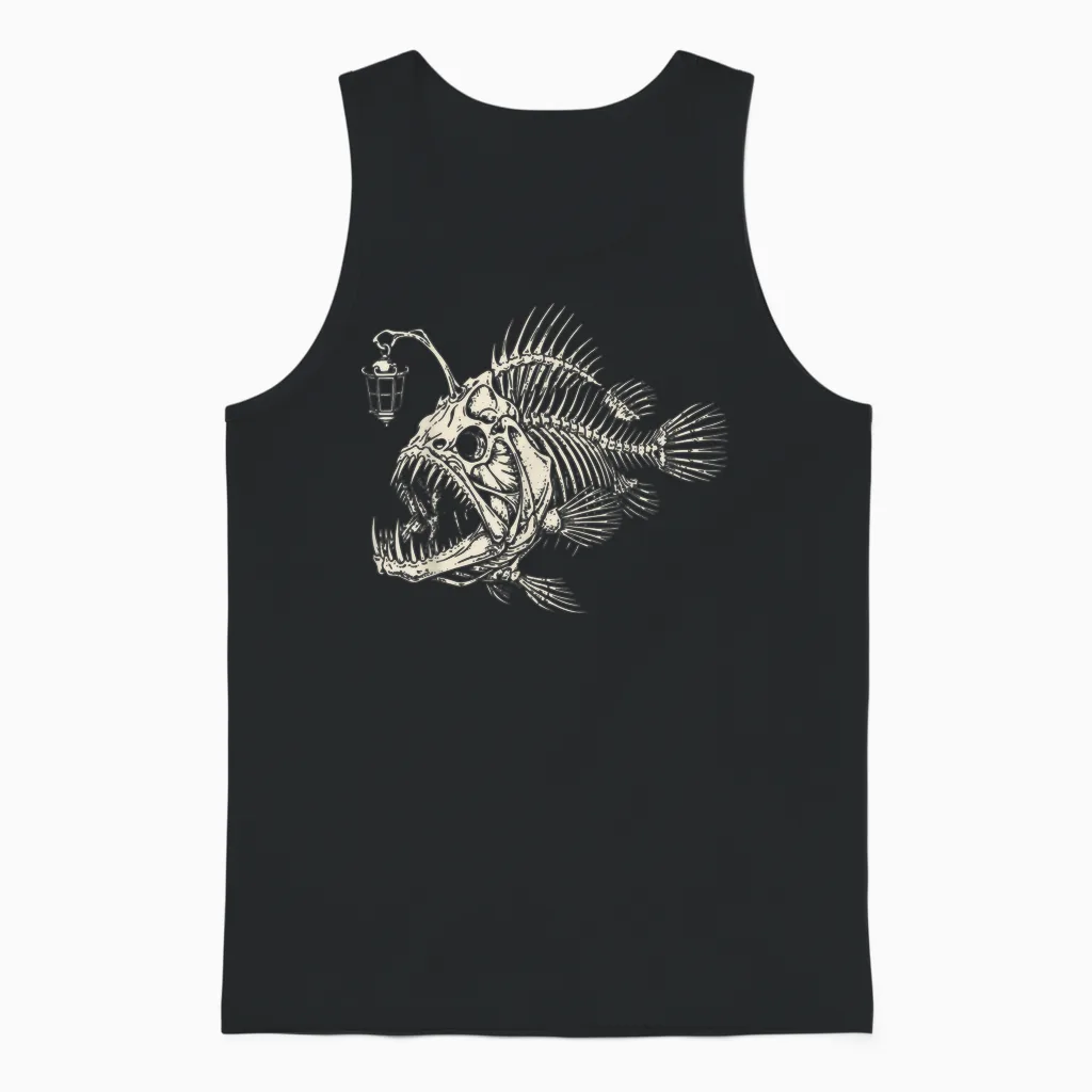 Poisson-PĂȘcheur Squelette Effrayant OcĂ©an Unisex Tank Top in Black
