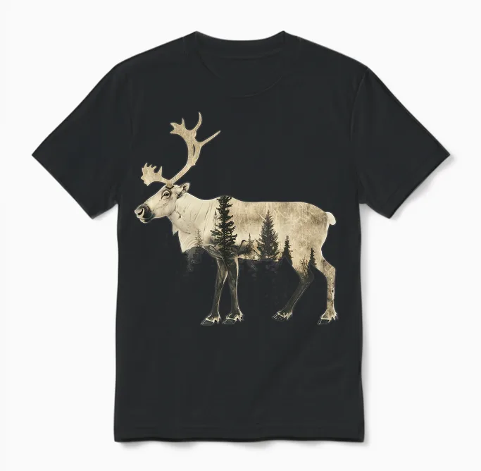 Tundra, Boreal Forests Caribou Unisex T-Shirt in Black