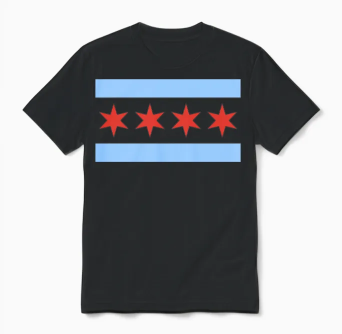 Chicago Flag Classic City of Chicago Unisex T-Shirt - Black