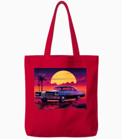 Retro Cadillac Tote Bags - Red