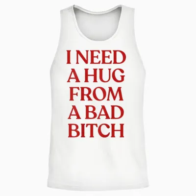 I Need a Hug from a Bad Y2k Aesthetic Back Unisex Tank Top - White
