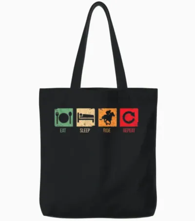 Horse Racing Tote Bags - Black