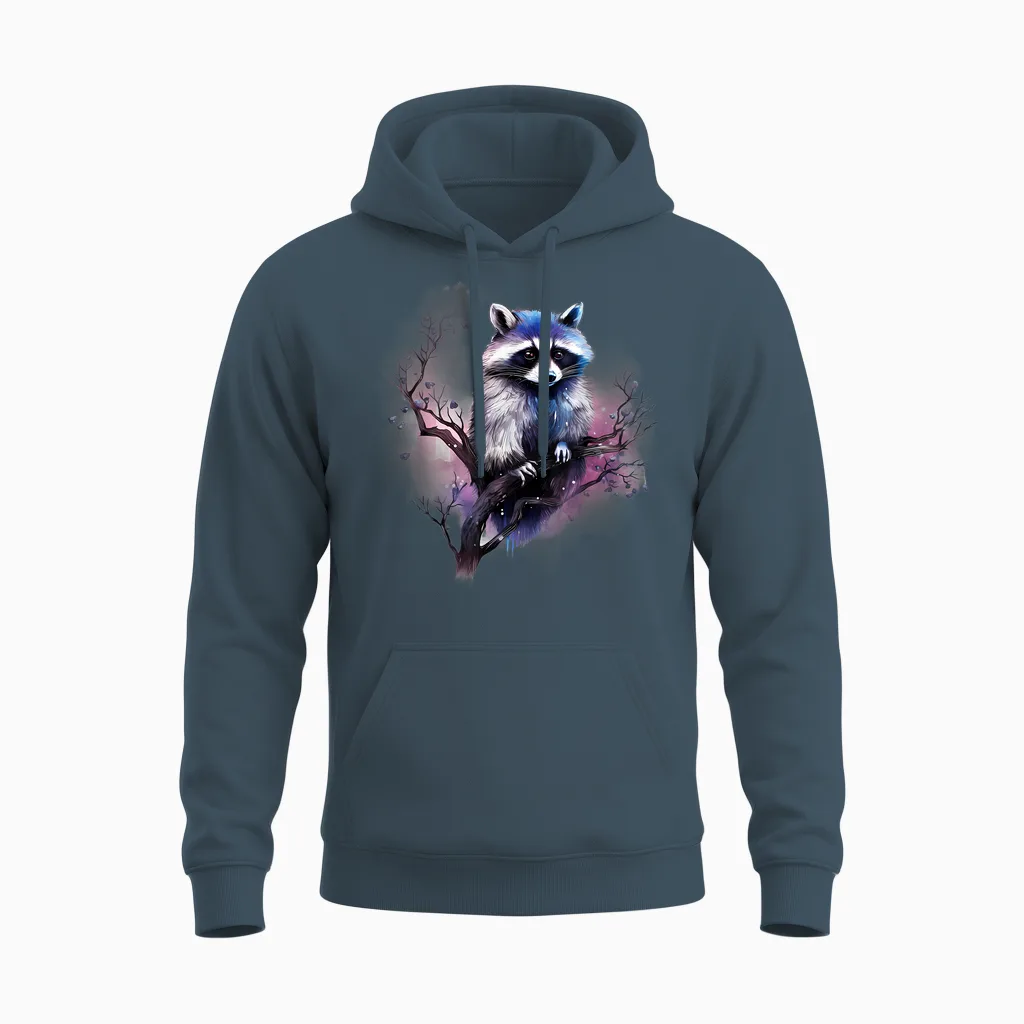 WaschbÀr Natur Splash Tierliebhaber Kunstwerk Waldmotiv Unisex Hoodie in Dark Heather