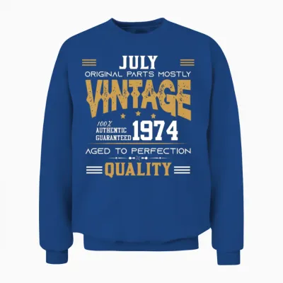 Vintage Aged to Perfection Juli 1974 Unisex Sweatshirt - Royal