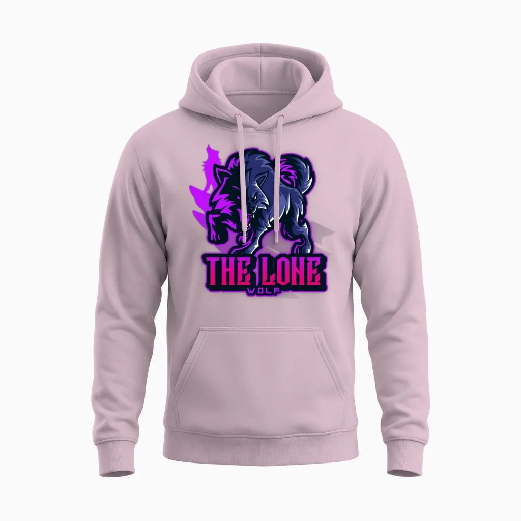 The Lone Wolf Wildlife Gift Unisex Hoodie in Light Pink