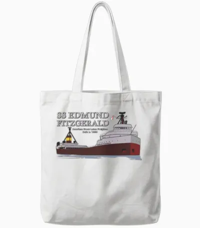 Ss Edmund Fitzgerald Tote Bags - White