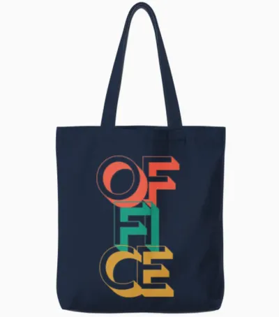 Retro Office Tote Bags - Navy