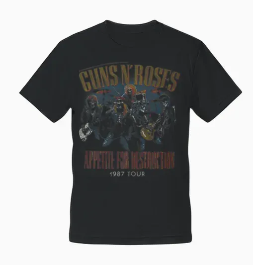 Guns N'roses Appetite for Destruction 1987 Vintage Rock Long Sleeve Tower Unisex T-Shirt - Black