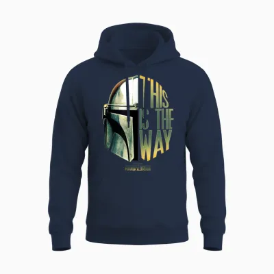 Star Wars: the Mandalorian This Is the Way Helmet Logo Stack Unisex Hoodie - Navy