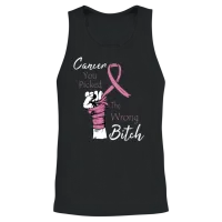 Cancer You Picked the Wrong Bitch Breast Cancer Unisex Tank Top - Black – 2