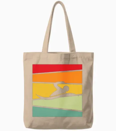 Swimming Retro Tote Bags - Natural
