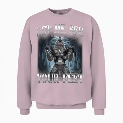 Lass Mich Deine Füße Sehen Alpha Wolf Ironic Meme Unisex Sweatshirt - Light Pink
