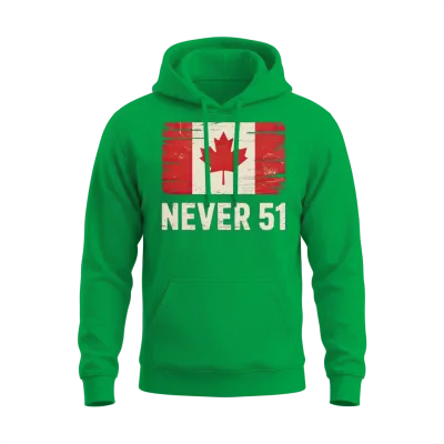 Never 51st State Canada Resistance Flag Design Unisex Hoodie - Irish Green