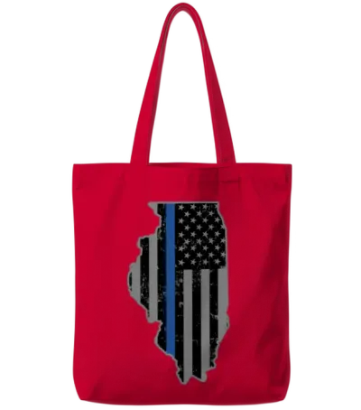 Illinois Police & Law Enforcement Thin Blue Line Tote Bags - Red