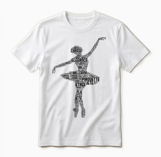 Ballerina Ballet Girls' Women's T-Shirt, White Unisex T-Shirt in White