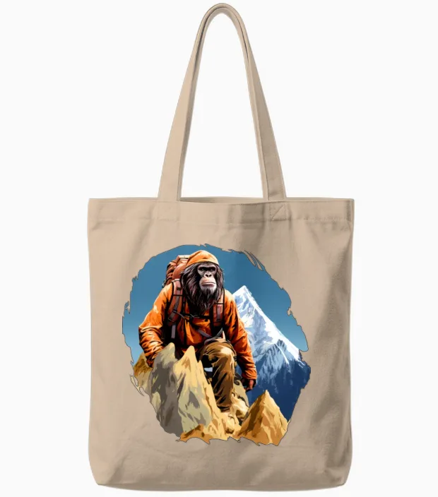 Monkey Mountaineer / Hiking Monkey Tote Bags in Natural