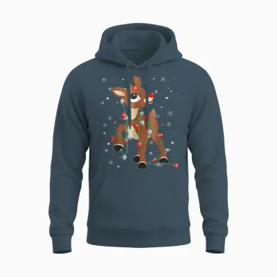 Cute Rudolph the Red Nose Reindeer for Kids Christmas Unisex Hoodie - Dark Heather