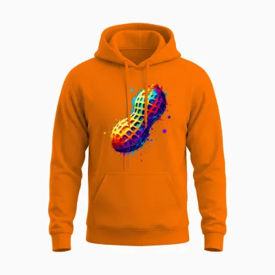 Colorful Splash Art Peanut Peanuts T-Shirt, Black, S Unisex Hoodie - Safety Orange