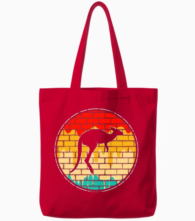 Kangaroo Retro Tote Bags in Red