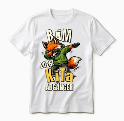 Kinder Bäm Kita Abgänger 2026 Fuchs Kindergarten Geschafft Unisex T-Shirt - White