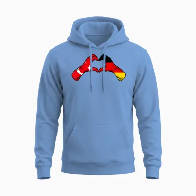 Türkei Deutschland Flagge - Türkisch Deutsches Herz Unisex Hoodie - Carolina Blue