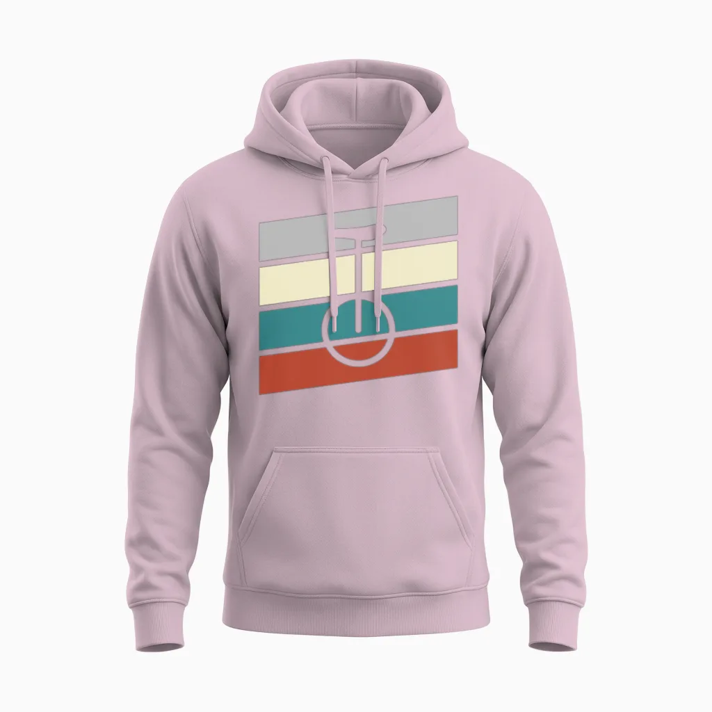 Unicycle Retro Unisex Hoodie in Light Pink
