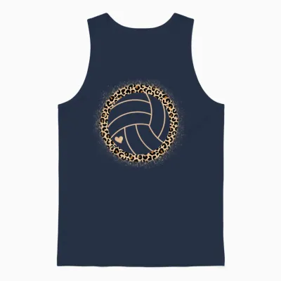Volleyball Leopard Print Volleyball Player Women Girls T-Shirt, Black Unisex Tank Top - Navy