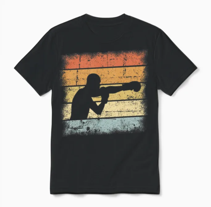 Boxer Retro Unisex T-Shirt in Black