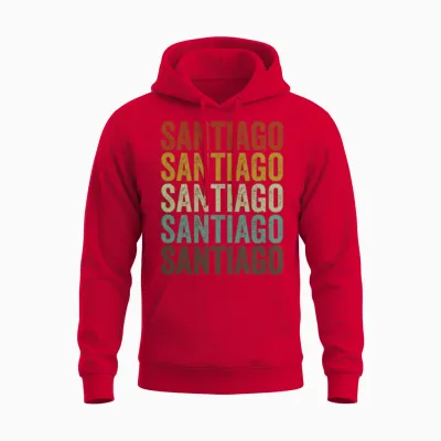 Santiago Chile Retro Vintage Unisex Hoodie - Red