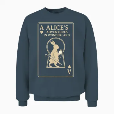 White Rabbit Playing Card Ace Alice in Wonderland Unisex Sweatshirt - Dark Heather
