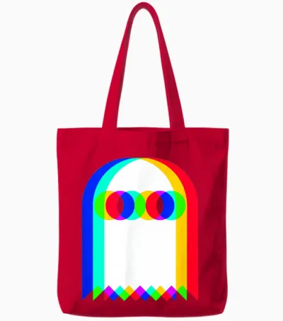 Rgb Fantôme, Icône Pop, Video Gamer, Rvb Coloré, 80's, Rétro Tote Bags - Red