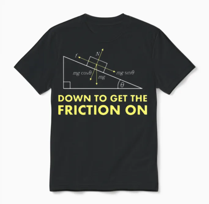 Down to Get the Friction on Physics Diagram Unisex T-Shirt in Black