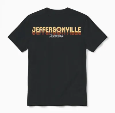 Retro Jeffersonville Indiana Unisex T-Shirt - Black