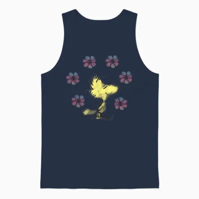 Peanuts Woodstock Liebe Blumen Unisex Tank Top - Navy